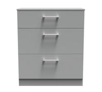 Cornwall 3 Drawer Deep Chest Of Drawers In Dusk Grey (Ready Assembled)