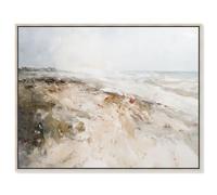 Cornwall Beach Canvas Print Vintage Art by Art Remedy, Silver Frame, 20 x 16