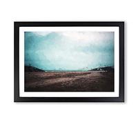 Cornwall Beach in England in Abstract Framed Print | A2 Black Framed Wall Art | Ready to Hang | Abstract Beach Picture | Living Room Bedroom Lounge Office