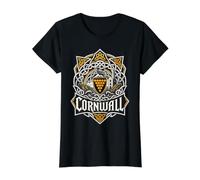 Cornwall Celtic Shield s Cornish Chough s Engine House Value Graphic T-Shirt, Women, Black, XL