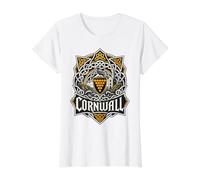 Cornwall Celtic Shield s Cornish Chough s Engine House Value Graphic T-Shirt, Women, White, M