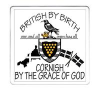 CORNWALL COASTER. British by birth - CORNISH by the grace of God coaster drip mat, PATRIOTIC Cornwall tea/coffee mug drip mat.