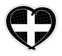 Cornwall County, Cornish Heart Flag, St Piran Cross, Kernow Love England UK, 150mm (Approx. 5.9") Vinyl Bumper Sticker, Decal