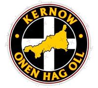 Cornwall County KERNOW ONEN HAG OLL Cornish Flag & Map 100mm (Approx. 3.9") Vinyl Bumper Sticker Decal