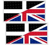 Cornwall County-UK Union Jack Flag, Cornish & British Flag Combination, 110mm (Approx. 4.3") Vinyl Bumper Stickers, Decals x2