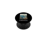 Cornwall England Coastal Harbor Retro Travel Art PopSockets Adhesive PopGrip