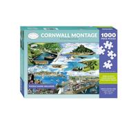 Otter House Cornwall Montage 1000 Piece Jigsaw Puzzle Gift for Adults | Coastal Seaside Travel Scene by Fiona Osbaldstone | Large Landscape Puzzle 685 x 490 mm with Puzzle Guide