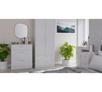 Cornwall Tall 2 Drawer Mirrored Wardrobe In Grey Matt (Ready Assembled)