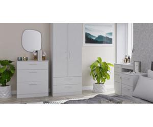Cornwall Tall 2 Drawer Mirrored Wardrobe In Grey Matt (Ready Assembled)