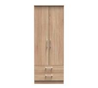 Cornwall Tall 2 Drawer Wardrobe In Bardolino Oak (Ready Assembled)