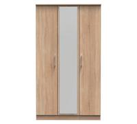 Cornwall Tall Triple Mirrored Wardrobe In Bardolino Oak (Ready Assembled)