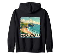 Cornwall Vintage Coastal Landscape Travel Poster Zip Hoodie