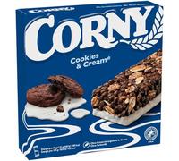 Corny Cereal Bars - Cookies & Cream Flavour - 6 x 25 g - German Snack Bars - Made by Schwartauer Werke, Germany - Without Artificial Colours or Preservatives