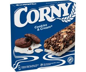 Corny Cereal Bars - Cookies & Cream Flavour - 6 x 25 g - German Snack Bars - Made by Schwartauer Werke, Germany - Without Artificial Colours or Preservatives