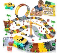 Coroiesty 157 PCS Construction Race Tracks for Kids with 360° Loop Ramp