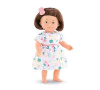 Corolle 9000260030 - Mon Premier Poupon Florolle Eglantine, Soft Body Doll with Brown Hair, Hair Scrunchie and Flower Dress, Vanilla Scent, 32 cm, Suitable for Children from 18 Months