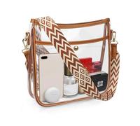 COROMAY Clear Purse for Women, Clear Bag Stadium Approved, Transparent Crossbody Bag, Brown, 10.2 inches x 3.1 inches x 9.8 inches