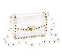 COROMAY Clear Purse for Women, Clear Crossbody Bag Stadium Approved, Fashion Rivet Decor Clear Purses