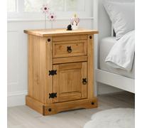 Corona 1 Door 1 Drawer Bedside Table Cabinet Wax Solid Wood Pine Rustic Mexican