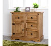 Seconique Sideboard Corona 1 Door 4 Drawer – Distressed Waxed Pine