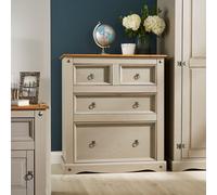 Corona 2+2 Chest of Drawers - Two-Tone Grey Pine Solid Mexican Wood, 4 Drawers (2+2) Rustic Storage