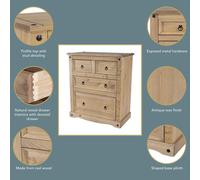 Corona 2+2 Drawer Chest, Antique Wax Finish, Black Metal Hardware, Storage