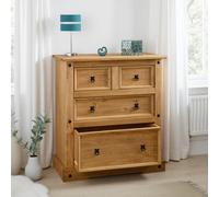 Corona 2+2 Drawer Chest Bedroom Large Storage Wax Solid Wood Pine Rustic Mexican