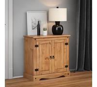 Corona 2 Door Cupboard Sideboard Solid Wood Pine Light Fiesta Wax Wooden Unit Chest Storage Living Room Lounge Hallway Kitchen Bedroom Mexican Style 73cm High 75cm Wide 36cm Deep