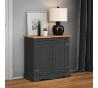 Corona Charcoal 2 Door Cupboard Sideboard Dark Grey Wooden Pine
