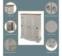 Corona 2 Door Cupboard Unit, Antique Wax Effect, Adjustable Shelves, Storage