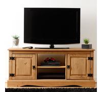 Corona 2 Door Flat Screen TV Unit Cabinet Wax Solid Wood Pine Rustic Mexican