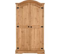 Seconique Corona 2 Door Wardrobe - Distressed Waxed Pine, Brown
