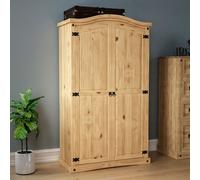 Corona 2 Door Wardrobe Hanging Rail Shelf Rustic