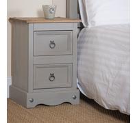 Core Products Corona 2 Drawer Petite Bedside Cabinet Grey Wax, Grey