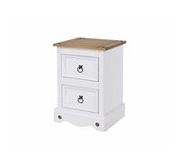 Core Products Halea 2-Drawer Pine Bedside Table - White, White