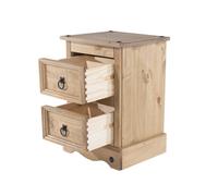 Core Products Premium Corona 2 Drawer Petite Bedside Cabinet - Antique Waxed Pine, H53.1Cm X W36.0Cm X D32.0Cm