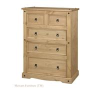 Corona 3+2 (5) Drawer Chest of Drawers Large Mexican Solid Wood Pine Wooden