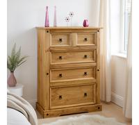 Corona 3+2 Drawer Chest Bedroom Large Storage Wax Solid Wood Pine Rustic Mexican