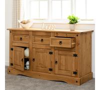 Corona 3 Door 3 Drawer Sideboard Storage Wax Solid Wood Pine Rustic Mexican