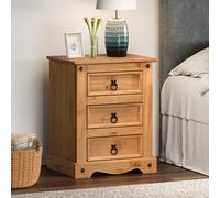 Corona 3 Drawer Bedside Cabinet LARGE Solid Pine bedroom Furniture