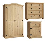 Corona 3 Piece Bedroom Furniture Set Solid Pine