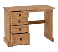 Seconique Corona 4 Drawer Dressing Table - Distressed Waxed Pine, Brown