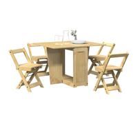 Corona 5-Piece Butterfly Dining Table Set Made of Solid Pine Wood in Wax Brown, Foldable and Space-Saving with 4 Folding Chairs, Modern Dining Set for Kitchen and Dining Area