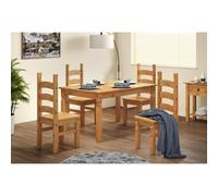 Corona 5'0" Dining Table & 4 Chairs Set Solid Wood Mexican Pine Wooden