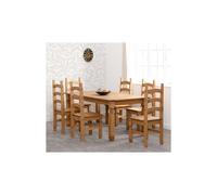 Seconique Corona Mexican Pine 6ft Dining Set - Supplied with 6 Pine Chairs