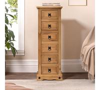 Corona 6 Drawer Bedside Cabinet Solid Wood Mexican Pine