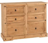 (6 Drawer Chest)Corona Distressed Waxed Pine With Plywood Drawer Base