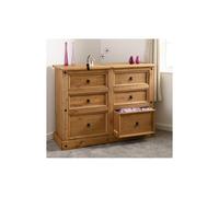 (6 Drawer Chest)Corona Distressed Waxed Pine With Plywood Drawer Base