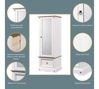Core Products Corona White Armoire with Mirrored Door And Drawer, White