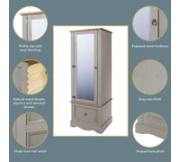 Core Products Corona Grey Armoire With Mirrored Door, Grey